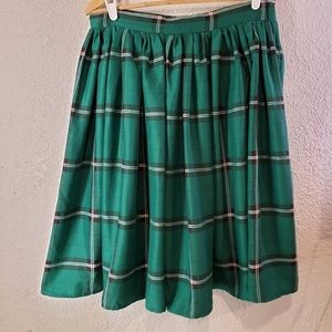 Collectif Vintage Green plaid skirt